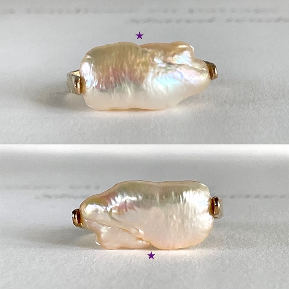 大號天然粉紅色淡水罌粟珍珠戒指，可粗略佩戴 (k14gf) 第6張的照片