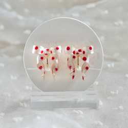 珍珠白✕漿果紅點M號୨୧古典絲帶୨୧ 第6張的照片