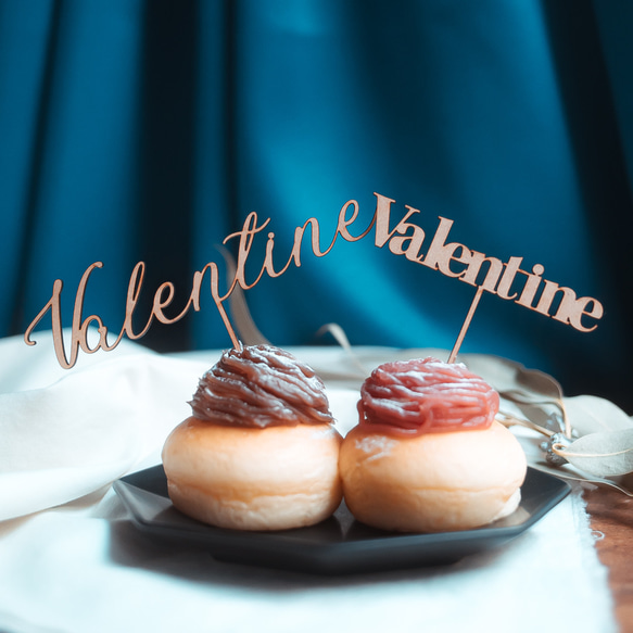 バレンタイン　VALENTINE  ケーキトッパー　　■木製■ 1枚目の画像