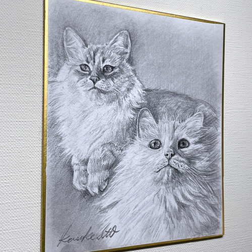 色紙にペット似顔絵（小） 絵画 LUCKEYPEN工房（kunken） 通販
