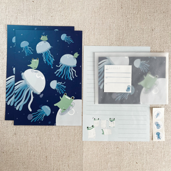 【レターセット】がえるとくらげ 1枚目の画像