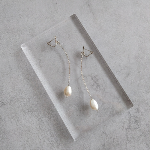 淡水パールイヤリング パールピアス ケシパール バロックパール