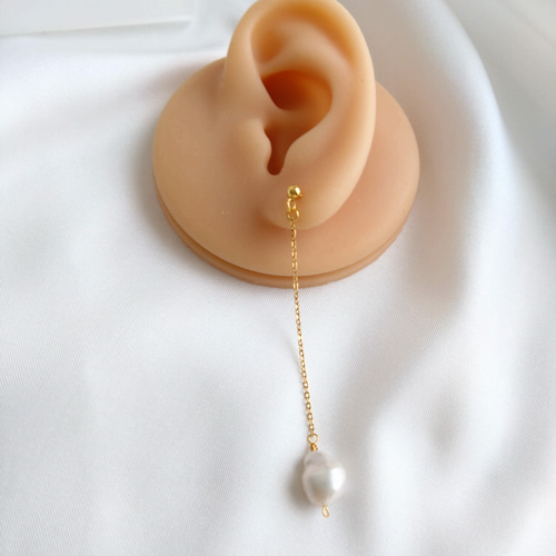 淡水パールイヤリング パールピアス ケシパール バロックパール 揺れる