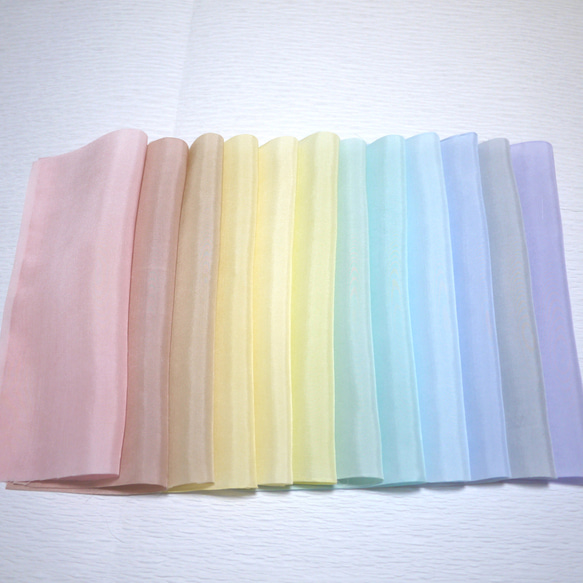(G-04) 純絲羽布襯（和服襯） 手染襯 12 件套 淺色成熟色 Tsumamizaiku 布 第1張的照片