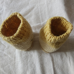 手紡ぎ羊毛のアンクルウォーマー(マリーゴールドと珈琲染) 5枚目の画像