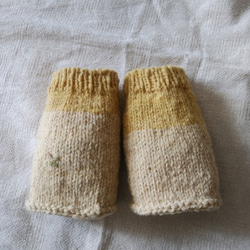 手紡ぎ羊毛のアンクルウォーマー(マリーゴールドと珈琲染) 1枚目の画像