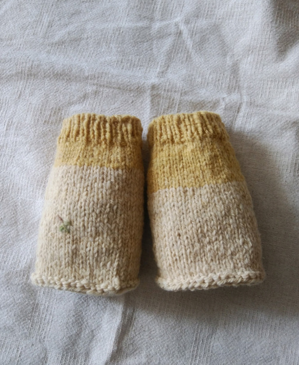 手紡ぎ羊毛のアンクルウォーマー(マリーゴールドと珈琲染) 1枚目の画像