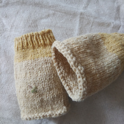 手紡ぎ羊毛のアンクルウォーマー(マリーゴールドと珈琲染) 4枚目の画像