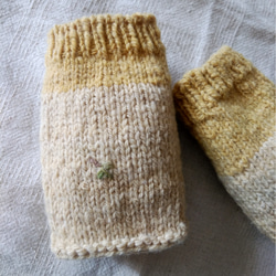 手紡ぎ羊毛のアンクルウォーマー(マリーゴールドと珈琲染) 3枚目の画像