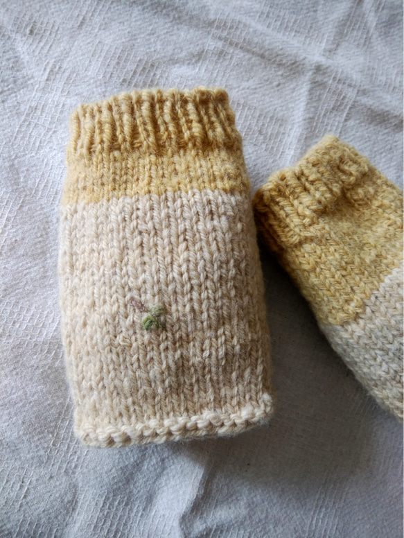 手紡ぎ羊毛のアンクルウォーマー(マリーゴールドと珈琲染) 3枚目の画像