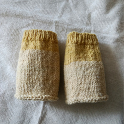 手紡ぎ羊毛のアンクルウォーマー(マリーゴールドと珈琲染) 2枚目の画像