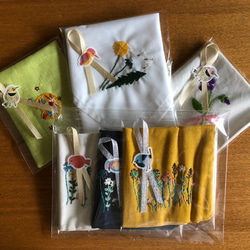 刺繍のハンカチ☆ワイルドガーデン 5枚目の画像