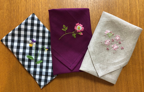 【受注製作】刺繍のハンカチ☆ミモザ 4枚目の画像