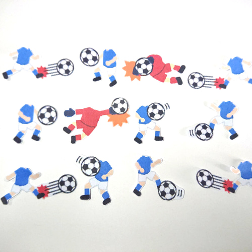 サッカー☆色紙・寄せ書き用シールのさ12枚セット☆青×白 キット