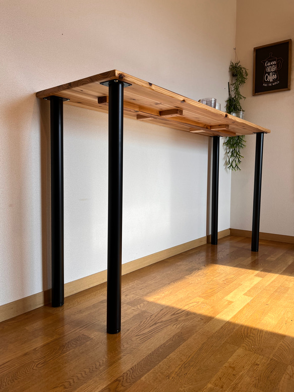 カウンターテーブル アイアン丸脚 1800×450×884mmハイタイプ 