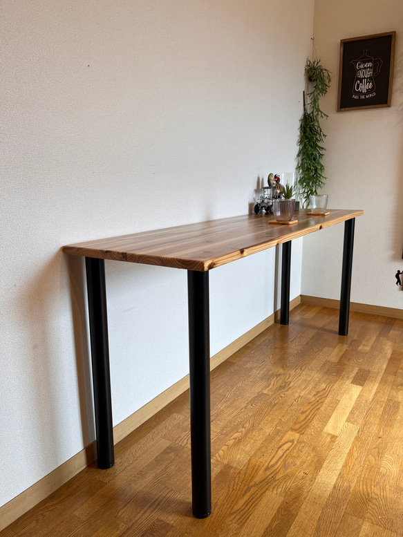 カウンターテーブル アイアン丸脚 1800×450×884mmハイタイプ