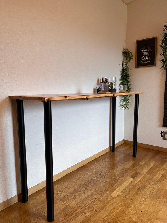 カウンターテーブル アイアン丸脚 1800×450×884mmハイタイプ 