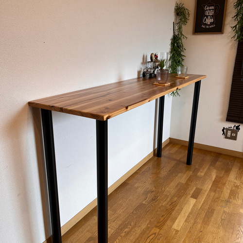 カウンターテーブル アイアン丸脚 1800×450×884mmハイタイプ