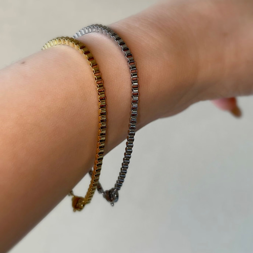 ⭐️まちゃー！ブレスレット2点セット つけっぱなしOK 2mm華奢チェーンブレスレット 2色展開