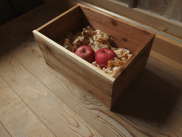 コロ付きりんご木箱「親子木箱セット」 8枚目の画像
