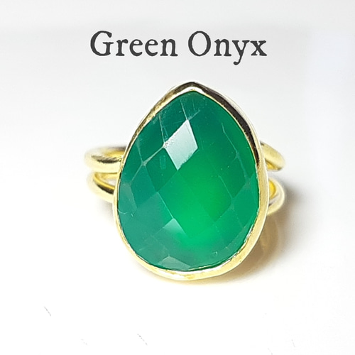 きれい 最新作☆『Green Onyx』の世界でひとつの天然石リング + k18