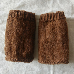 手紡ぎ羊毛のアンクルウォーマー(胡桃染) 2枚目の画像