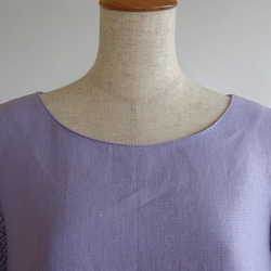 柄編みニット袖のリネンワンピース　M～Lサイズ　「ライラック」 8枚目の画像