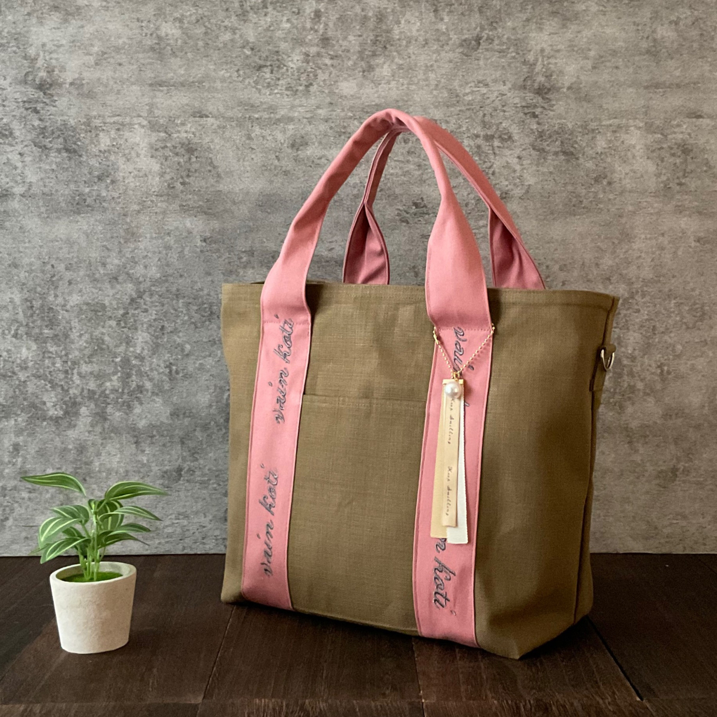 カーキトート　岡山デニム×11号帆布