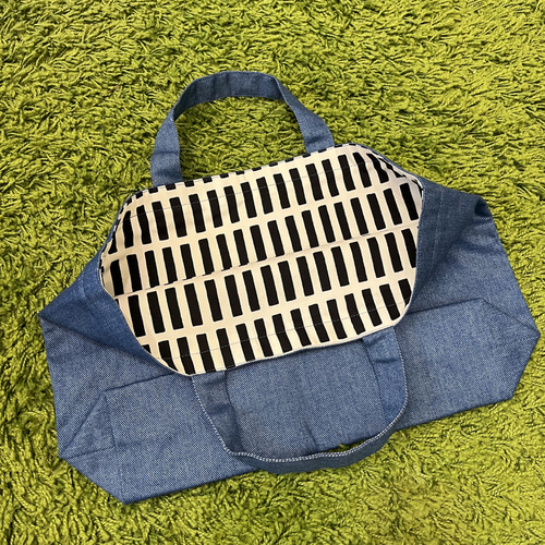 入園入学準備】デニムリバーシブルバッグ&巾着セット レッスンバッグ 