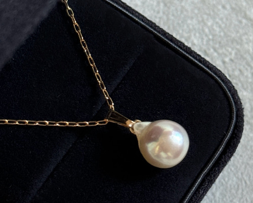 フォーマルに】あこや真珠 バロックパールの一粒ネックレス│14kgf