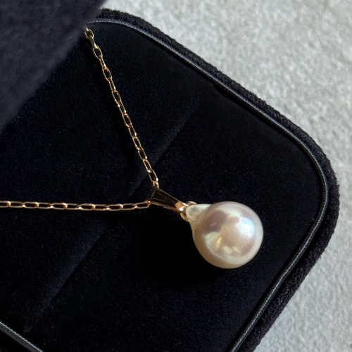 フォーマルに】あこや真珠 バロックパールの一粒ネックレス│14kgf