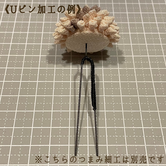 つまみ細工　桃の花　ピンク　赤　お花　ひな祭り　ヘアピン　ベビークリップ　クリップ　髪飾り　和風　七五三　お食い初め　袴 19枚目の画像