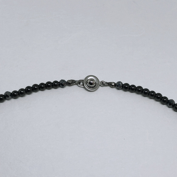 磁気ヘマタイト丸4mm＆高純度テラヘルツカット4mmネックレス約45cm 健康　磁気ネックレス　肩こり　静電気　貧血 3枚目の画像