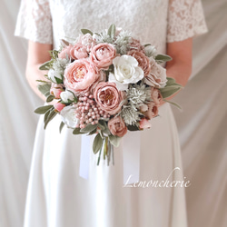 ウェディングブーケ(アネモネとラベンダーのブーケ) 造花アネモネとラベンダーのクラッチブーケ | 造花ウェディング