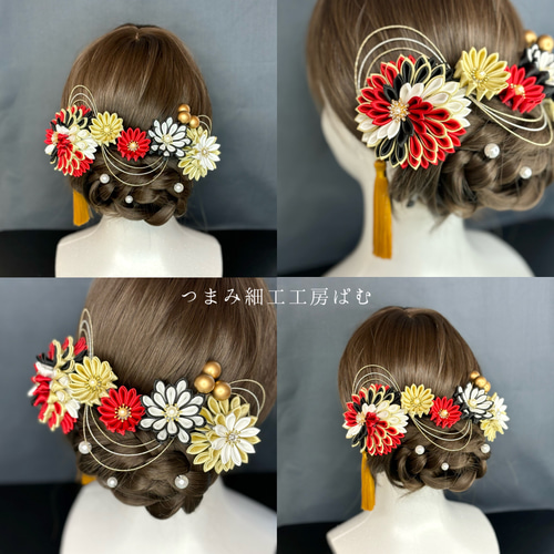 ☆人気☆サテンつまみ細工髪飾り/ウエディング 袴 振袖 ヘッドドレス