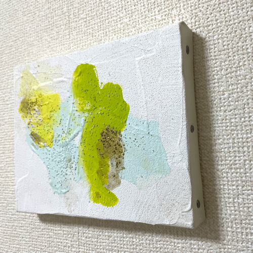 抽象画 30cm x 30cm テクスチャーアート　原画 みどりにみずいろ 抽象画 テクスチャーアート 原画 絵画