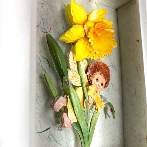 ヨーロピアンスタイルの立体紙彫刻、水仙の花の妖精、ペーパー