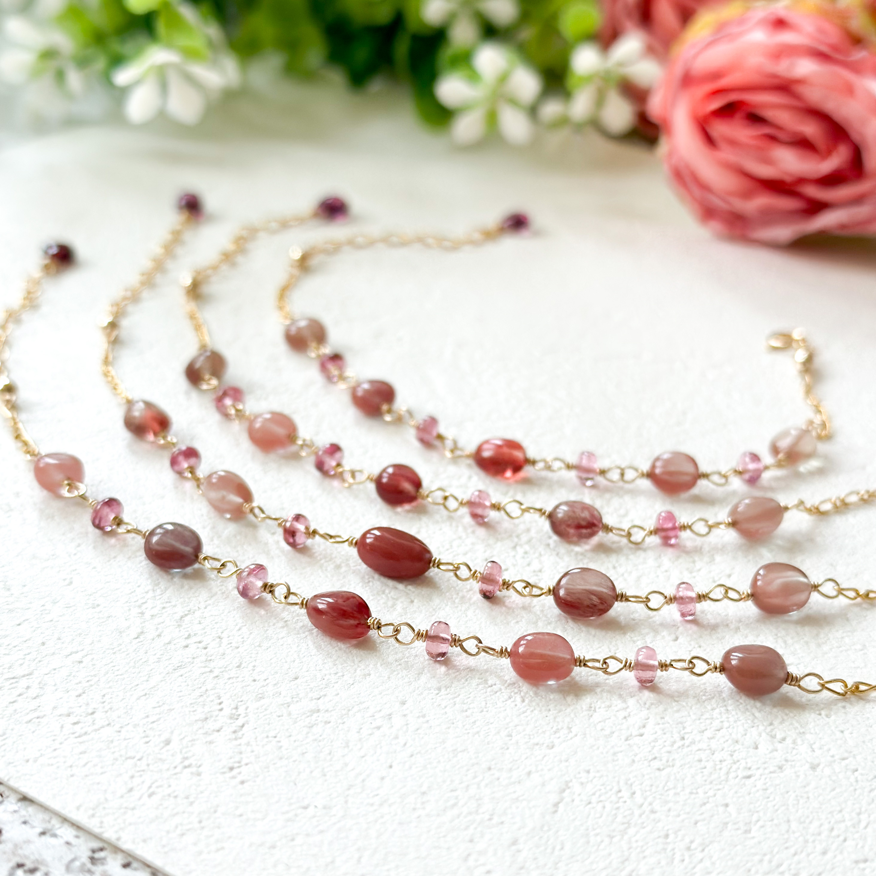 選べます✳︎14kgf*魅惑のアンデシンとピンクトルマリンのブレスレット／天然石