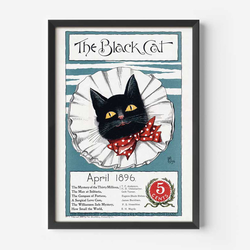 黒猫 モノクロ 版画 額装 アート インテリア ヴィンテージ 黒い猫・2020/ 銅版画 (額あり） | iichi 日々の暮らしを