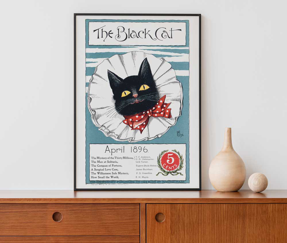 藤城清治/影絵.切絵.版画ポスター(黒猫)アート.インテリア.ペット.黒猫.ねこ 藤城清治/影絵.切絵.版画ポスター(黒猫)アート.インテリア