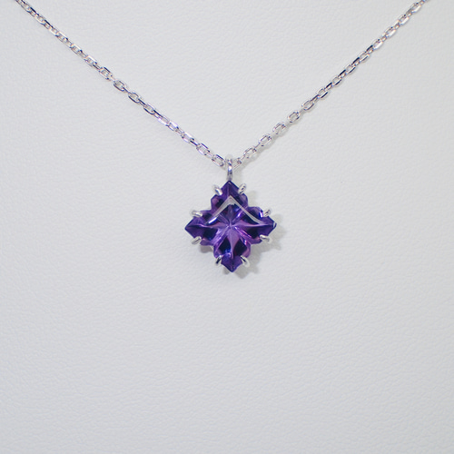 2月の誕生石】紫陽花 アメジスト フラワー シルバー ネックレス L  