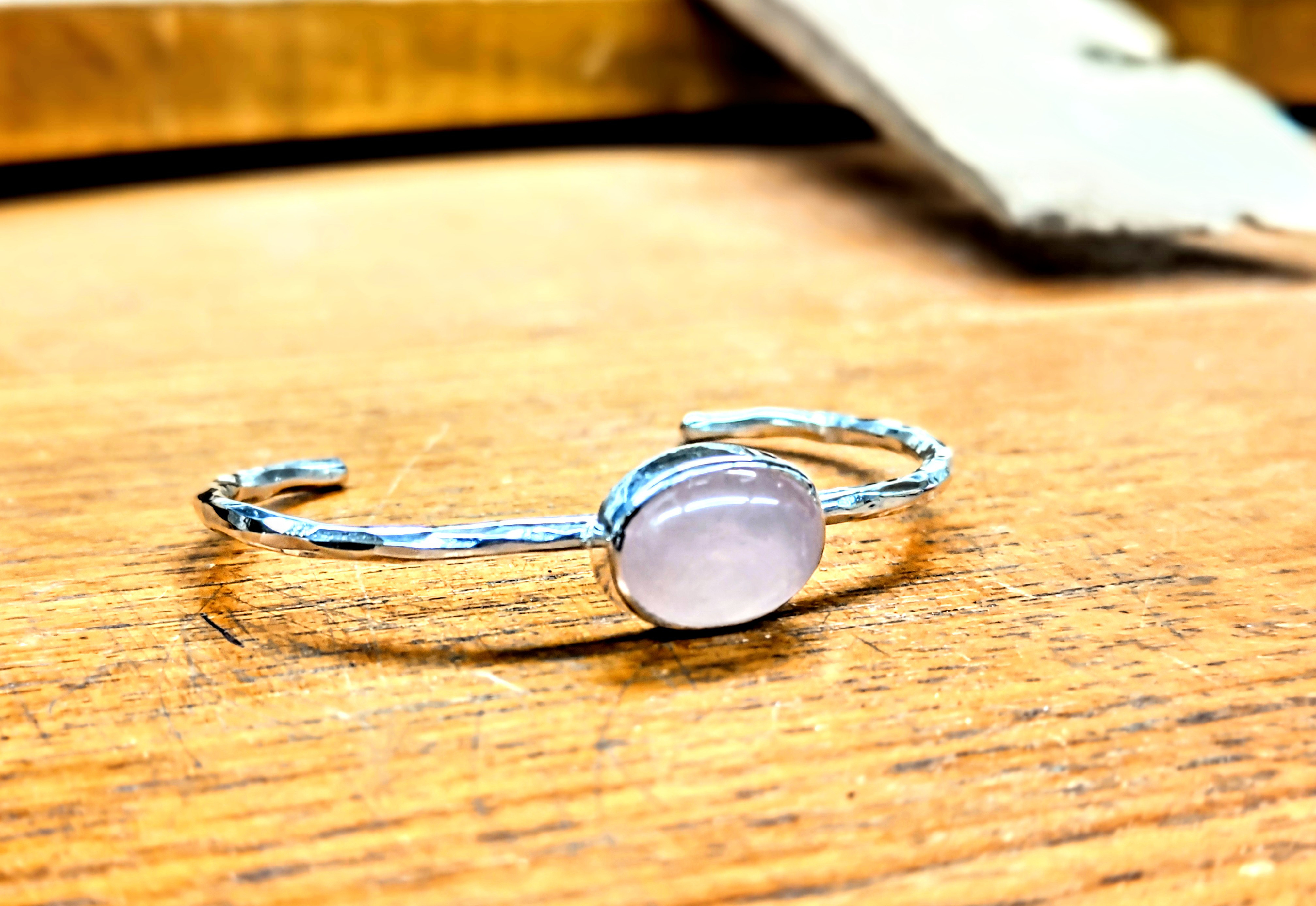 純銀製ローズクオーツバングル ブレスレット バングル・リストバンド