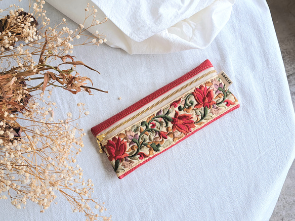 ギフトシリーズ ペンケース / インド刺繍 / 刺繍リボン / 小物入れ