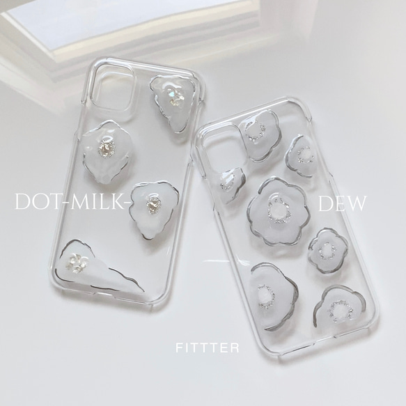 Dot-milk- / スマホケース iPhoneケース ハンドメイド ペイント クリア レジン 4枚目の画像