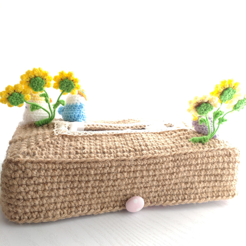 お受験専門店品質 お受験 ティッシュケース 手刺繍 ひまわり
