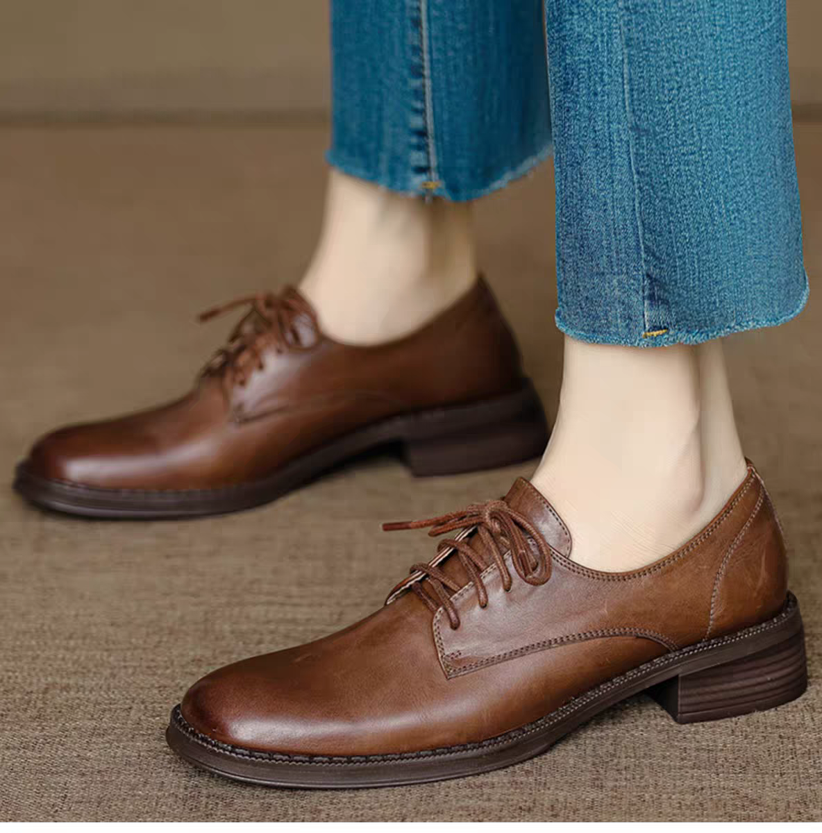 オックスフォードシューズ スニーカー レディース靴 レースアップ 歩きやすい フラットシューズ 秋色 ワケありな逸品