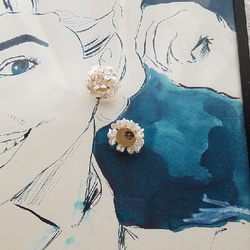白い紫陽花のイヤリングとピアスの「ピアス」 2枚目の画像