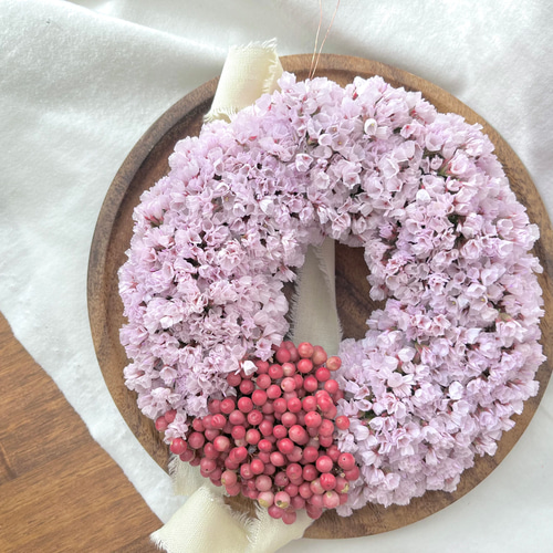スターチスリーススターチススワッグ春リースドライフラワーリース