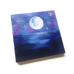 《月夜》絵画 原画 アクリル画 ✨ キラキラ 2枚目の画像
