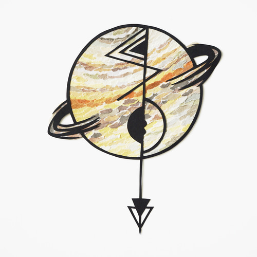 最新入荷 切り絵×ちぎり絵】Saturn-土星- 紙のおくりもの 絵画 原画アート 切り絵